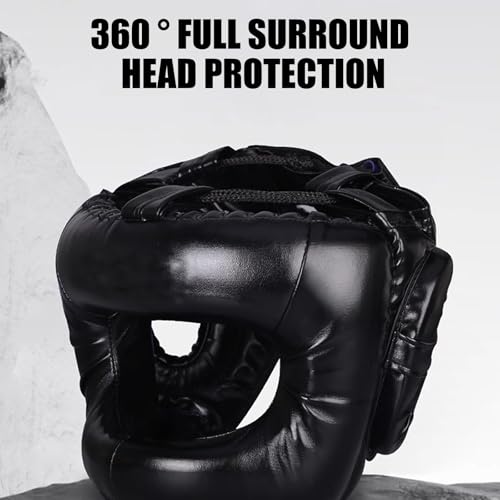 Limtula PU Leather Boxing Headgear Full Face Helmets Head Protections Equipment Martial Art Head Protector PU Leather Training Sparring Headgear Helmets - Image 9