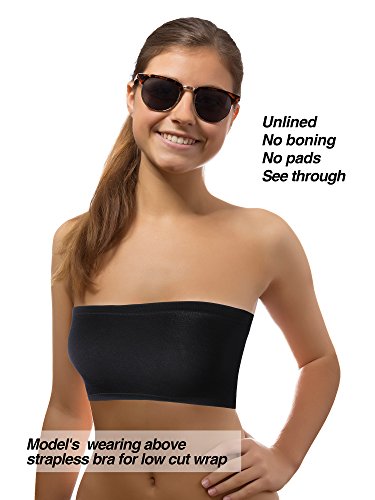 Women's Strapless Bralette Seamless Bandeau Stretchy Non-Padded Bandeau Tube Top Bra In Multi Color, 3 Pieces (Color Set 1)(Size: One Size) #TOP4