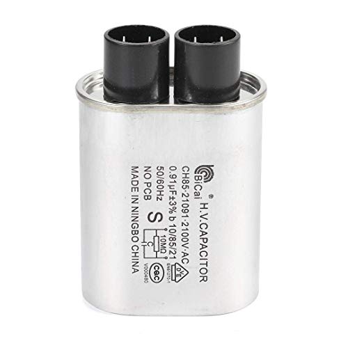 BlueNatHxRPR 0.91 uF MFD Microwave Capacitor Replacement with 4.8x0.5mm/0.19x0.02in Terminal 2100V AC High Voltage Capacitor