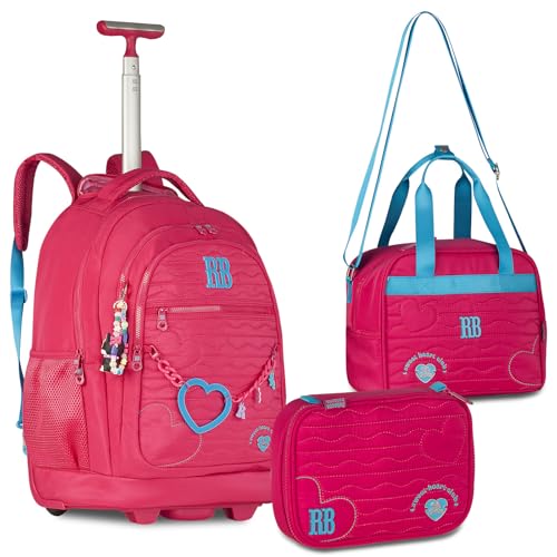 Kit Rebecca Bonbon Mochila Rodinha Lancheira Térmica Estojo Box Soft RB (Rosa)