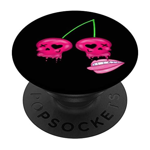 Pink Cherry Skull Yami Kawaii Nu Goth Lolita Menhera Fashion PopSockets PopGrip: Swappable Grip for Phones & Tablets Cover
