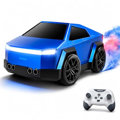 Image of RC Drift Car for Kids with Mist Spray | Drift & 360 Spin | Follow Me & Escape Mode | LED Headlights, 3 Music Modes | USB Type-C Rechargeable Remote Control Toy Car Gift for Boys & Girls - Blue
