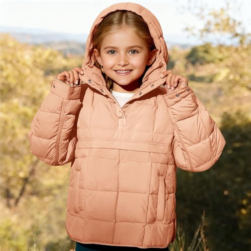 Youth Girls Windproof Pullover Puffer Jacket Hooded Quilted Solid Color Padded Coat Kids Girls Lightweight Warm Clothes2
