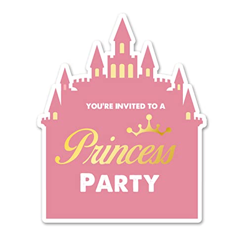 Princess Theme Party Invitations With Envelopes, 20 Set Little Princess Shaped Invitations Birthday Bday Party Invites Supplies Favors, Double-Sided #TOP29