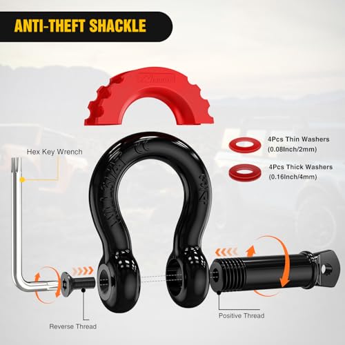 Image of Nilight 3 inch x 30' Recovery Tow Strap Kit with 2 inch Hitch Receiver and 3 /4 inch Anti-Theft D-Ring Shackles Storage Bag Heavy Duty Tow Rope for Car Truck SUV ATV (MBS 31500LBS)