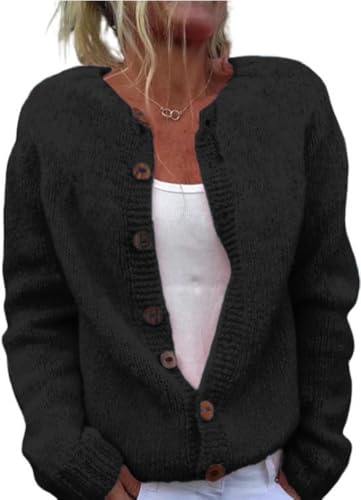 Image of Women's Funny Fall Winter Animal Floral Christmas Tree Long Sleeve Button Knit Cardigan Sweater