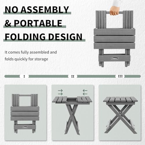 Table pliante d'extérieur carrée Adirondack portable sans assemblage pour porche - 5