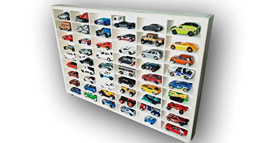 Dekoralove Estantería para coche compatible con coches Hot Wheels Toy Store, 54 compartimentos de almacenamiento para joyas de madera