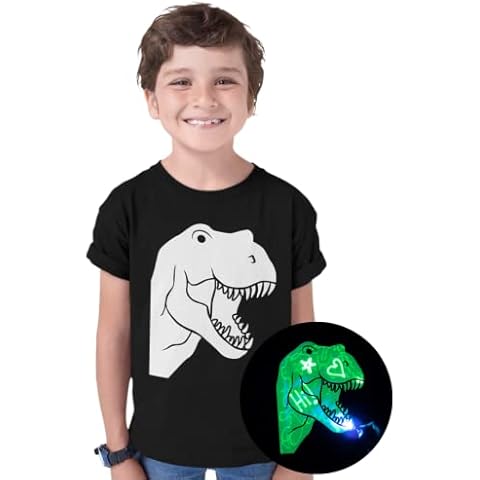 Dinosaur Kids Interactive Glow in The Dark T-Shirt - Fun for Birthday Parties (7-8 Years) Cover