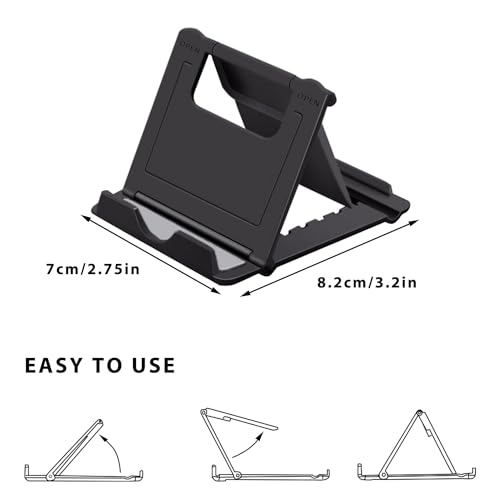 OYE 2 Pack Phone Stand Holder for Desk Portable Mobile Phone Holder Multi-Angle Adjustable Compatible with iPhone, Huawei Galaxy Phones Tablet with 4-7.9 inch Display (Black)