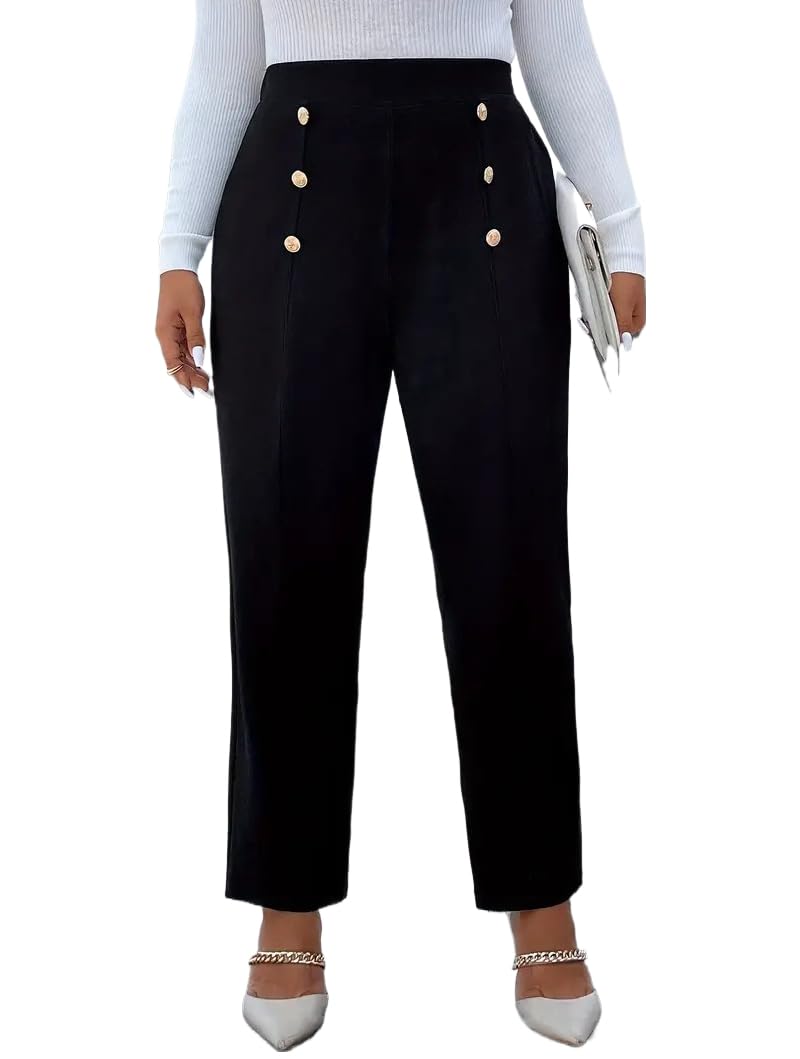 Womens Straight Leg Dress Pants Slim-Fit High Waist Long Trousers Casual Slacks