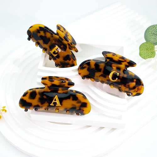 Image of Initial Cute Hair Clips - Tortoise Shell Letter Elegant Hair Claw Clips, Fashion Glitter Claw Clips Durable Hair Clips, Wedding Gift, Bridesmaid Gifts, Birthday Gifts, Christmas Gift, Letter E