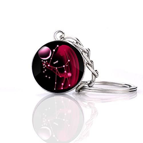 JWPavilion Zodiac 12 Constellation Glow In The Dark Creative Galaxy keychain, Virgo-1, One size