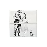 Lot de 4 carreaux en céramique 15,2 x 15,2cm, dimension totale: 30,4 x 30,4 cm