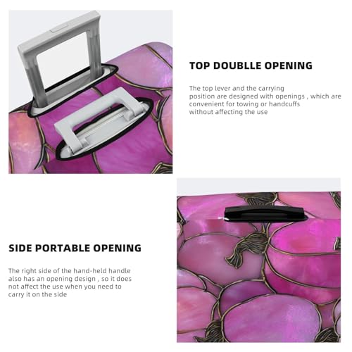 Stained Glass Pink Pumpkins Elastic Travel Luggage Covers Dustproof Scratch-Resistant Suitcase Protector Fit 22-24 Inch3