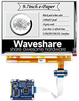 waveshare 9.7inch E-Ink Display HAT Compatible with Raspberry Pi4B/3B+/3B/2B/B+/A+/Zero/Zero W/WH/Zero 2W 1200x825 Resolution IT8951 Controller USB/SPI/I80 Interface Supports Partial Refresh
