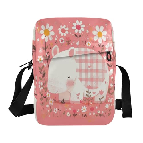Cute Cartoon Peach Animal messenger bag for women crossbody shoulder bag crossbody Shoulder Handbag Adjustable Strap for business Outdoor Daily