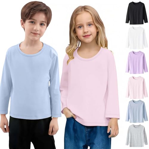Boys Girls Long Sleeve T-Shirt Basic Solid Soft Modal Casual Pullover Kids 2025 Fall Winter Baselayer Tee Tops for 1-15 Years2