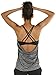 icyzone 2 in 1 Canotte Palestra Donna,Canotta con Reggiseno Senza Schienale per Fitness,Allenamento,Yoga (S,Grigio Scuro)