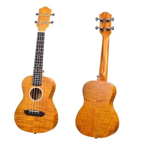 ウクレレ プロフェッショナル タイガー パターン ウクレレ 4 弦ハワイアン ギター(Color:Yellow)