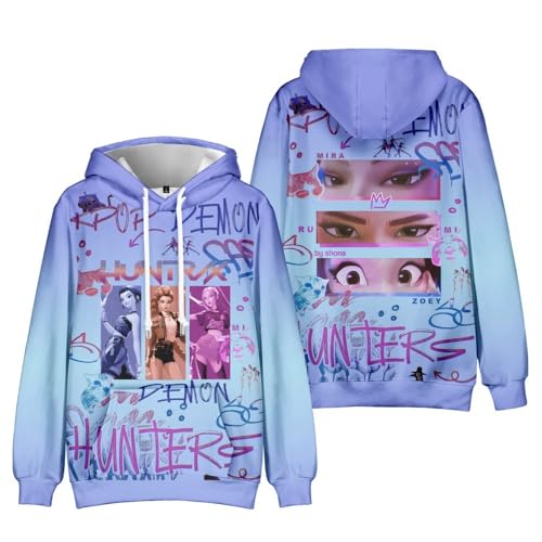 Unisex Demon Hunters Azul con Diseño Gráfico Completo Estampado de Dibujos Animados...
