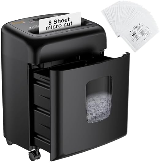 Bonsaii 8 Sheet High Security Micro Cut Paper Shredder and