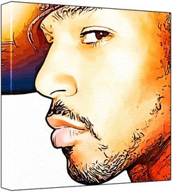 Camron - Pop Art Print (Multicolour; White Background) 30 x 30 x 2.5 cm Medium Square Deep Box Canvas