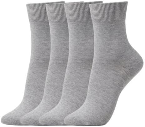 Comfortable performance socks with stretch elastic fabric cushioned sole for long term use Pack of 4 Grey Free Size
