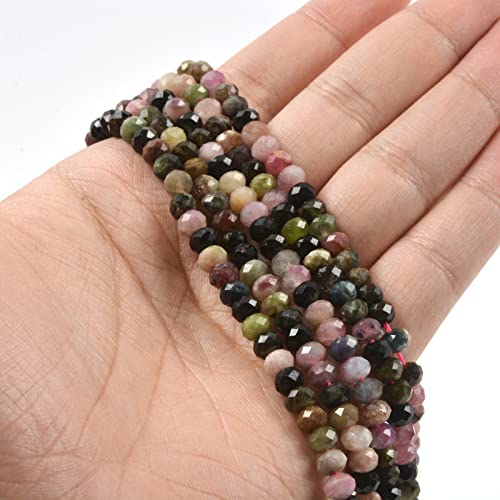 Tourmaline véritable multicolore 6mm perles facettées pour fabriquer un cadeau - 4