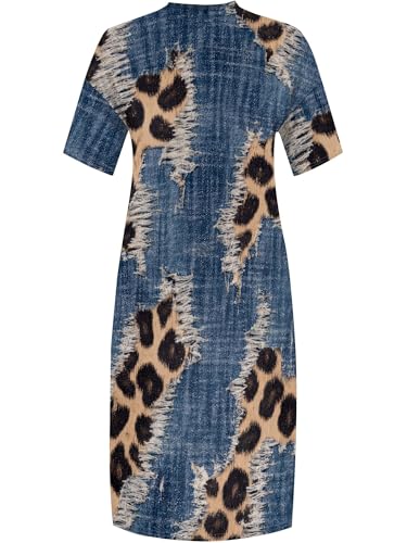 Image of SUZONANA Plus Size Denim Print Maxi Dresses for Women Casual V Neck Short Sleeve with Pockets Soft Jean Look Dress XL-6XL