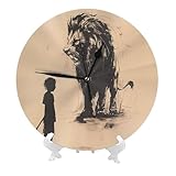 Buewutiry Orologi da parete a batteria da 25,4 cm, con disegno di bambini e leoni, moderni e silenziosi, piccoli orologi da parete per soggiorno, bagno, cucina, ufficio, decorazione decorativa con