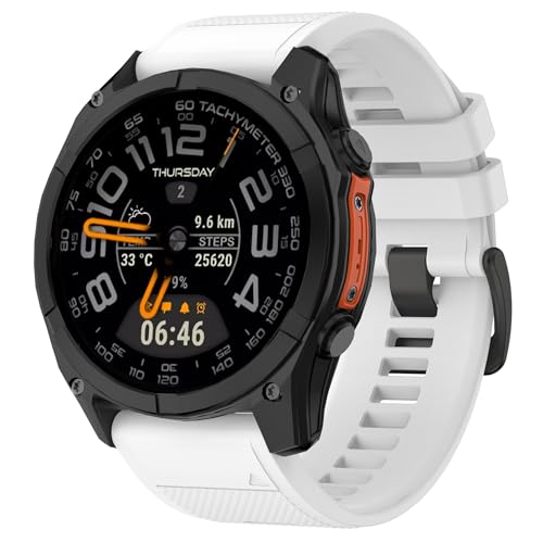 Bracelet en silicone blanc haute résistance de 22mm pour montres Garmin Fenix 8 et Instinct