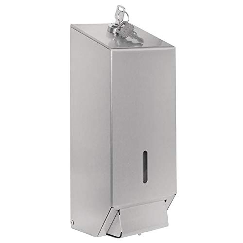 Jantex - Distributeur professionnel de savon et de désinfectant pour les mains en acier inoxydable Jantex 1 litre - Fixation murale, facile à remplir et verrouillable GJ034