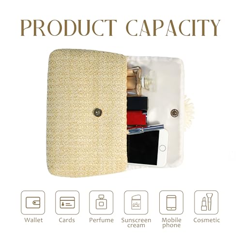 Women Straw Crossbody Bag Beach Handmade Rattan Shoulder Bags Flower Straw Clutch Purse for Summer Vacation4