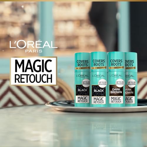 Image of L'Oreal Paris Instant Root Concealer Spray, Ideal for Touching Up Grey Root Regrowth, Magic Retouch, 1 Black, 75ml (Pack of 2)
