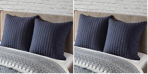 Image of INK+IVY Pillow Euro Sham, 26 inchx26 inch, Quilted Navy (Pack of 2)