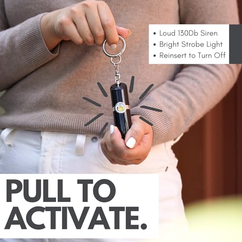 Securityman Personal Safety Alarm for Women | Self Defense Keychain (Loudest 130dB Siren and SOS Strobe Light) Everyday Security Personal Alarm Protection Device (Black)