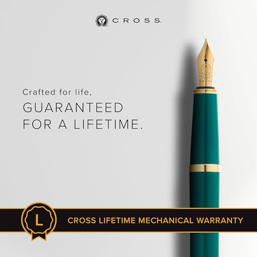 Image of Cross Bailey Fountain Pen - Dark Green Resin with Gold Accents, Medium Nib, Luxury Writing Instrument