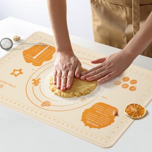 Image of DANIA & DEAN Silicone Baking Mat - Upgrade 26x16 Inch Extra Thick Pastry Mat with Measurements, Non-Slip and Reusable, Kneading Dough Mat for Kitchen Counter, Bread, Cookies, Pizza, Fondant, Pasta