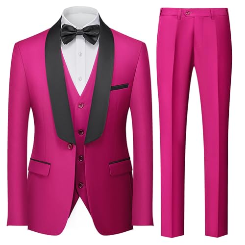 UNINUKOO Men Suits Slim Fit 3 Piece Tuxedo Set Shawl Lapel Wedding Casual Formal Tuxedo with Bow Tie