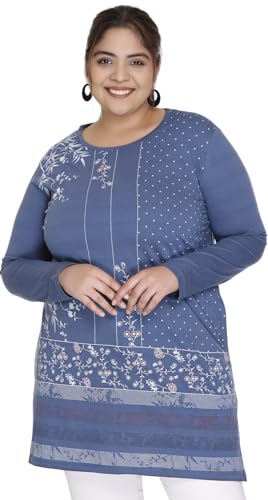 Image of Women Printed Full Sleeve Cotton Tshirt with Side Slits & Pocket | Small - 7XL Size