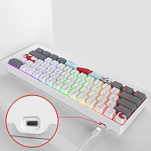 Image of 60% Mechanical Keyboard 61-Key Wired Gaming Keyboard with Red Switch RGB Lighting Effect PBT Keycaps Ultra-Compact Mini Keyboard Suitable for Win /Mac(61 White)