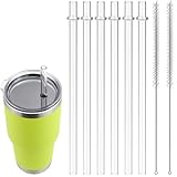 Straws for YETI, 6 pcs 9 inch Reusable Straws Replacement for YETI Straw lids, Tumbler Plastic Clear Drinking Straws with 2 Cleaning Brushes
