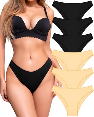 Image of UNDER THE SEA Cotton Underwear for Women 6 Pack Sexy Bikini High Cut Breathbale Cheeky Panties Underwear Womens Lingerie
