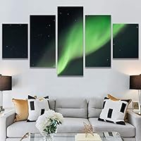 SIGNWIN 5 Panel Canvas Wall Art Astronomy & Space Contemporary Cosmic Dramatic Green Group Photography Realism Ultra for Home Decorations Ready to Hang - 60