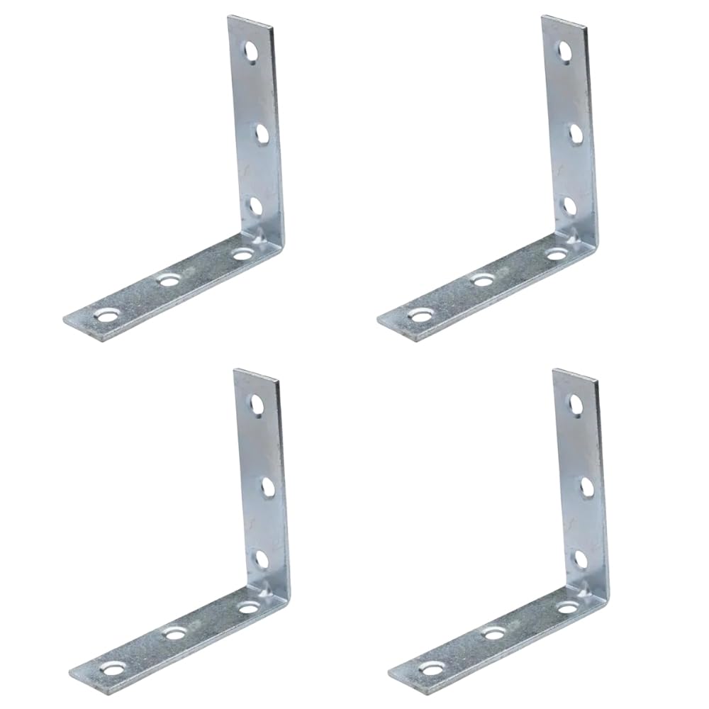 L Angle Bracket for Reinforcing Chairs/Tables (Pack of 4) - Shelf Bracket 100mm x 100mm Zinc Plated, L Shape Bracket for Solid Shelf Support, Joint Right Corner Brace-image-34