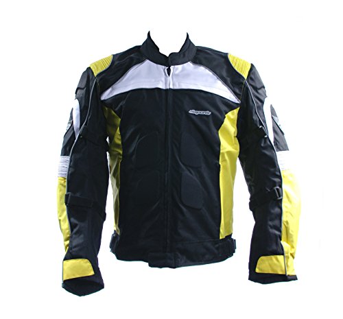 RKsports 3737 Jacket Motorcycle Textile Men Black Mens Leather Fabric Riding Size Biker 2015 (6X-Large, Yellow)