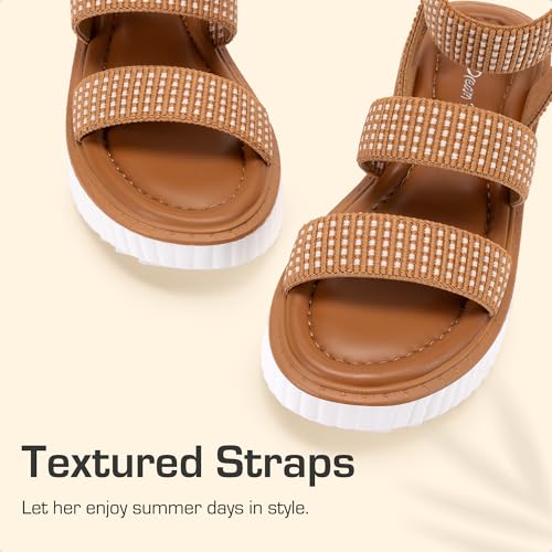 Image of DREAM PAIRS Girls Flatform Wedge Open Toe Platform Summer Sandals with Buckle Ankle Strap for Little Kid /Big Kid
