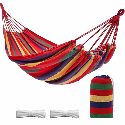 Hamac d'extérieur - Hamac de camping - Portable et respirant - Avec une capacité de charge de 200 kg - Avec sangles et sac de rangement - Pour jardin, intérieur, balcon, terrasse, camping (multicolore Hamac d'extérieur - Hamac de camping - Portable et respirant - Avec une capacité de charge de 200 kg - Avec sangles et sac de rangement - Pour jardin, intérieur, balcon, terrasse, camping (multicolore