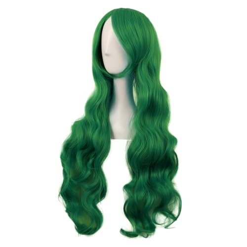 Image of MapofBeauty 32 Inch /80 cm Long Hair Spiral Side Bangs Curly Cosplay Costume Synthetic Wig (Grass Green)
